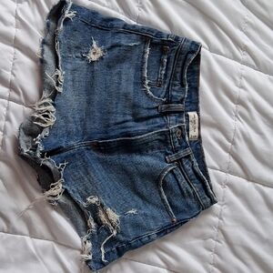 Abercrombie & Fitch Distressed Blue Jean Shorts
